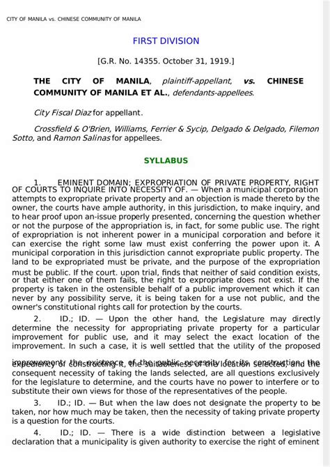 City of Manila v. Chinese Community of Manila et al. Case Digest.